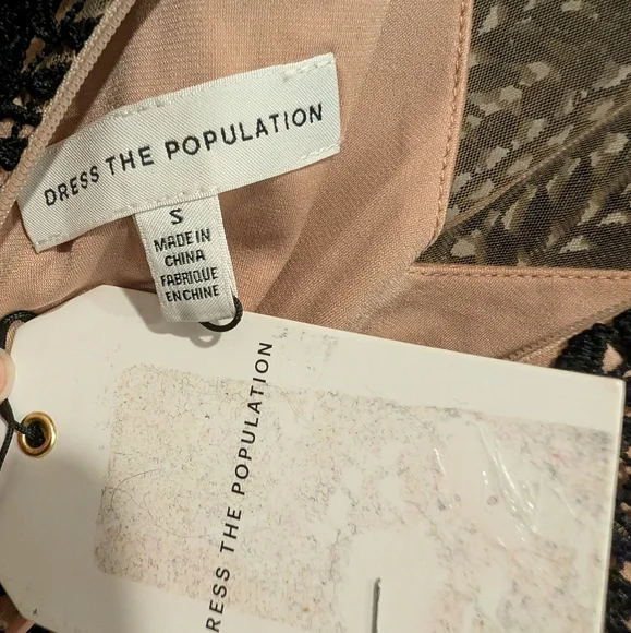 Dress the Population Shane Black Vine Lace Midi Dress Size Small - Picture 9 of 10